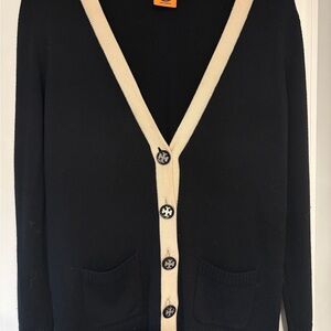 Tory Burch Black Sweater with Tan Trim